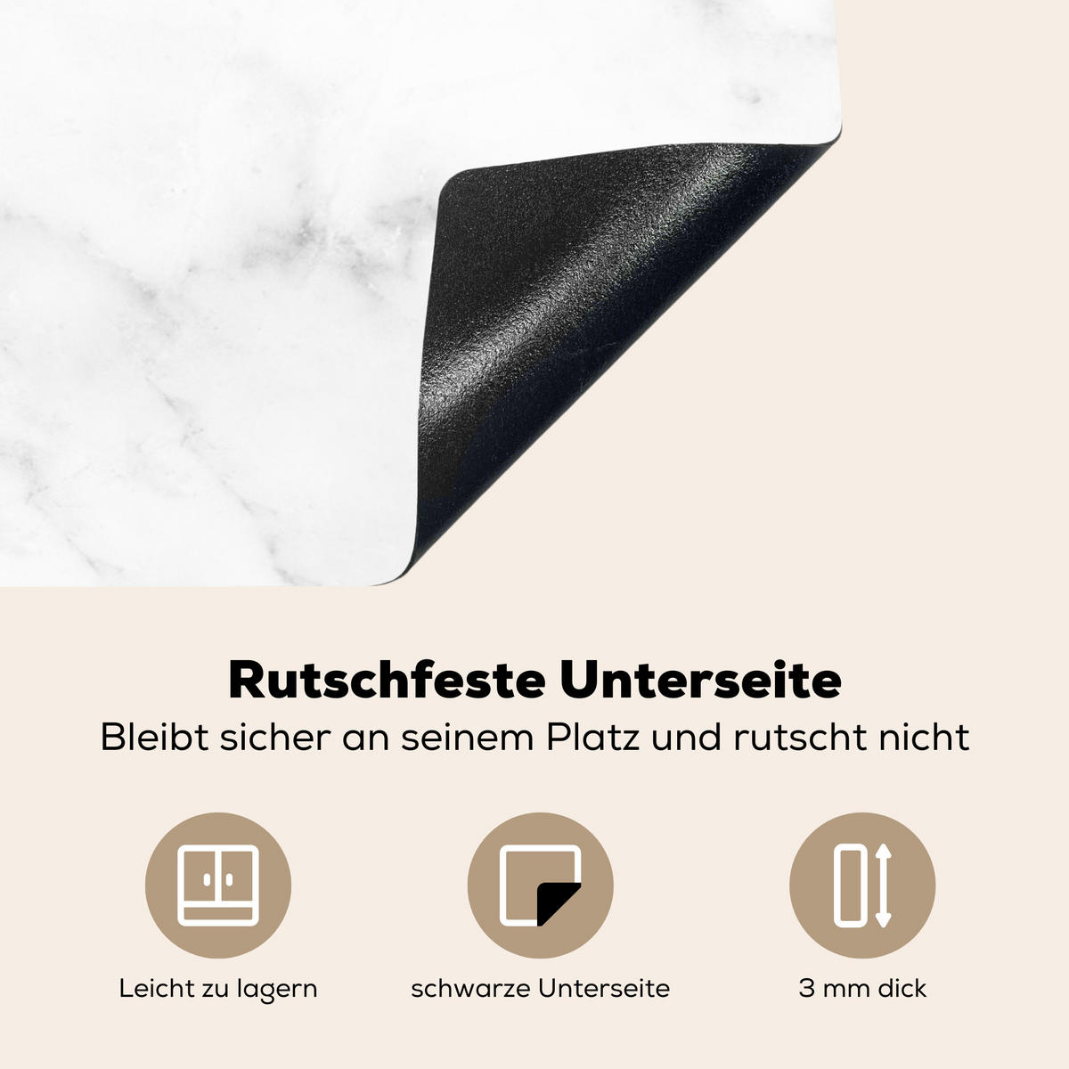 HERDABDECKPLATTE Marmor - Grau - Weiß - Strukturierter Marmor 90x52 cm - Weiß, Kunststoff (90/0.2/52cm) - MuchoWow
