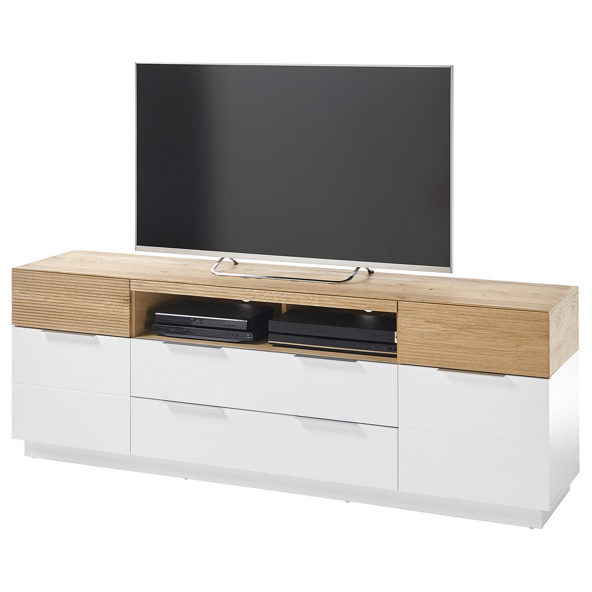SIDEBOARD - Eiche / Weiß - Echtholzfurnier - Eichefarben/Weiß, Holz/Holzwerkstoff (182/63/40cm) - home24