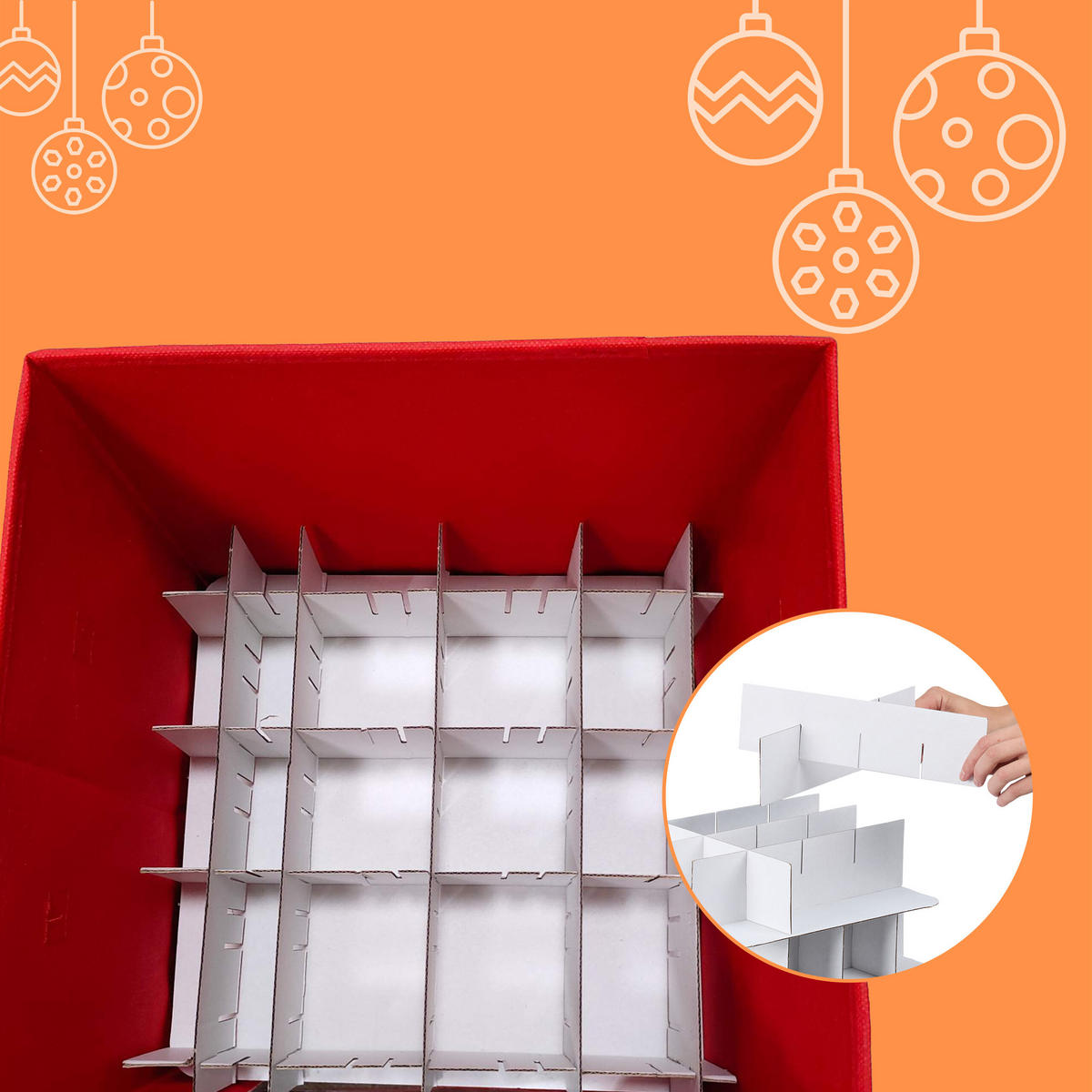 3XWEIHNACHTSKUGEL-AUFBEWAHRUNGSBOX - Multicolor, Wellpappe/Kunststoff (33/33/33cm) - Relaxdays