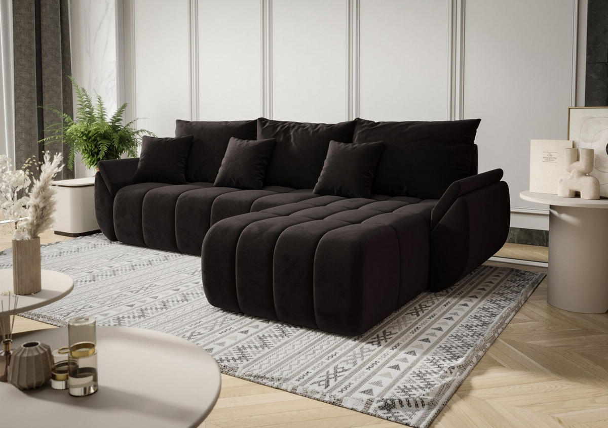 ECKSOFA Osaka - Dunkelgrau, Holzwerkstoff/Textil (280/185cm) - Fun Möbel