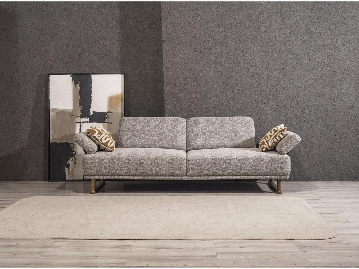 SOFA Fusion 3-Sitzer Webstoff Beige - Beige, Holz/Textil (235/83/97cm) - Villa Möbel