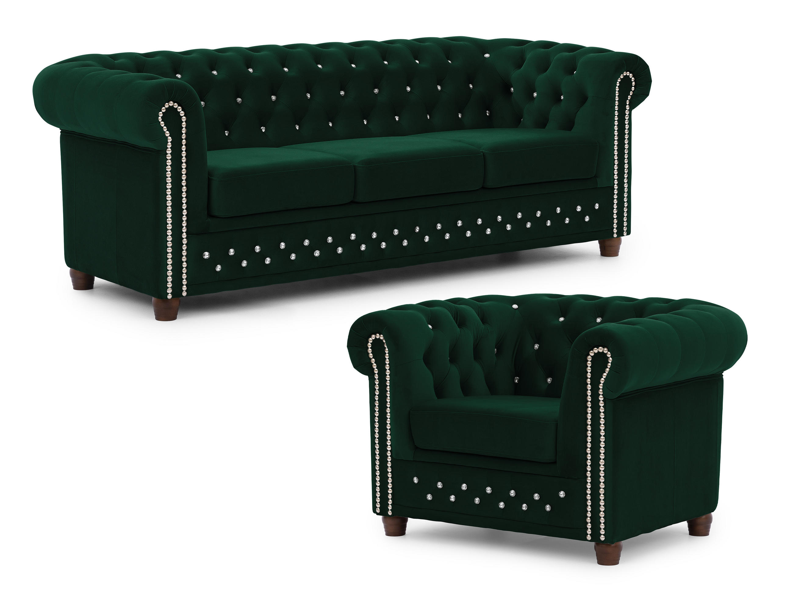 S-Style Sitzgarnitur Grün 203x72x86 cm