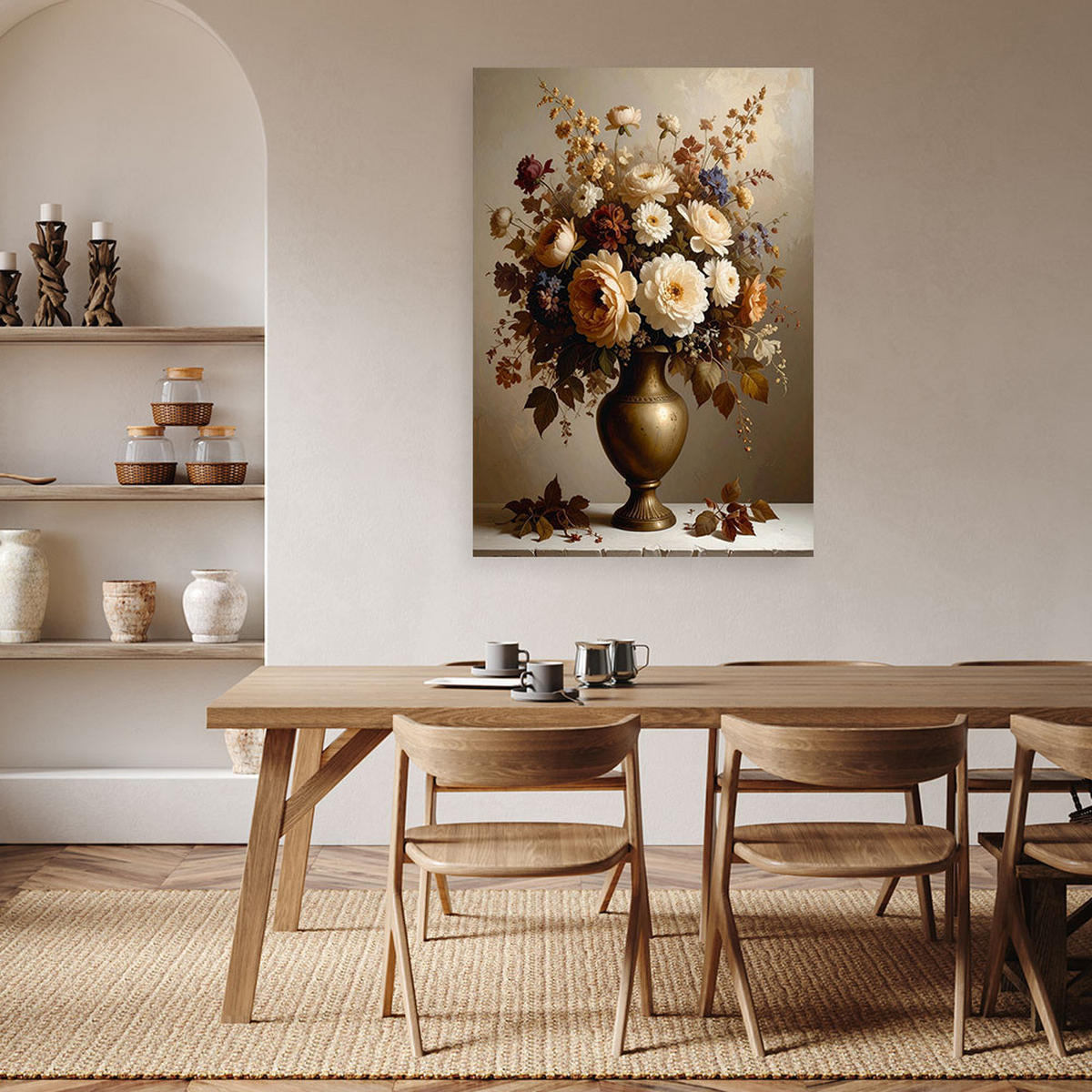 LEINWANDBILD Blumen 60x90cm - Beige, Textil (60/90cm) - Feeby