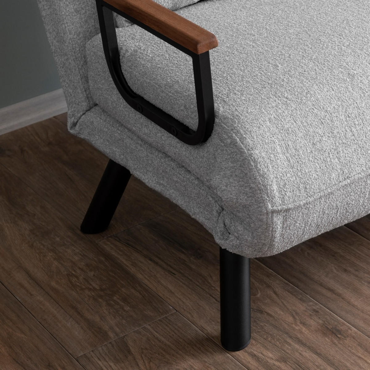 SCHLAFSOFA für 2 Personen mit Stoffbezug und Metallfüßen 133/50/41 cm - Grau, Metall (50/41/133cm) - Calicosy