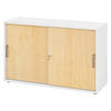 SCHIEBETÜRENSCHRANK - 2 Ordnerhöhen 40/120/74,8 cm in Weiß/Ahornfarben Streifengriff (Kunststoff) - Ahornfarben/Weiß, Holzwerkstoff (120/74.8/40cm) - bümö