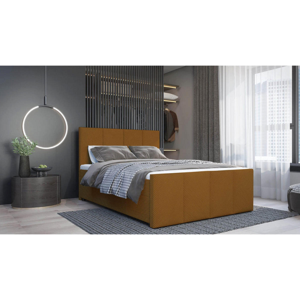 BOXBETT Milano Bonellfederkern inkl. 7-Zonen Topper T-30 - BOXBETT mit Bettkasten - Orange, Holz/Holzwerkstoff (120/200cm) - Best For Home