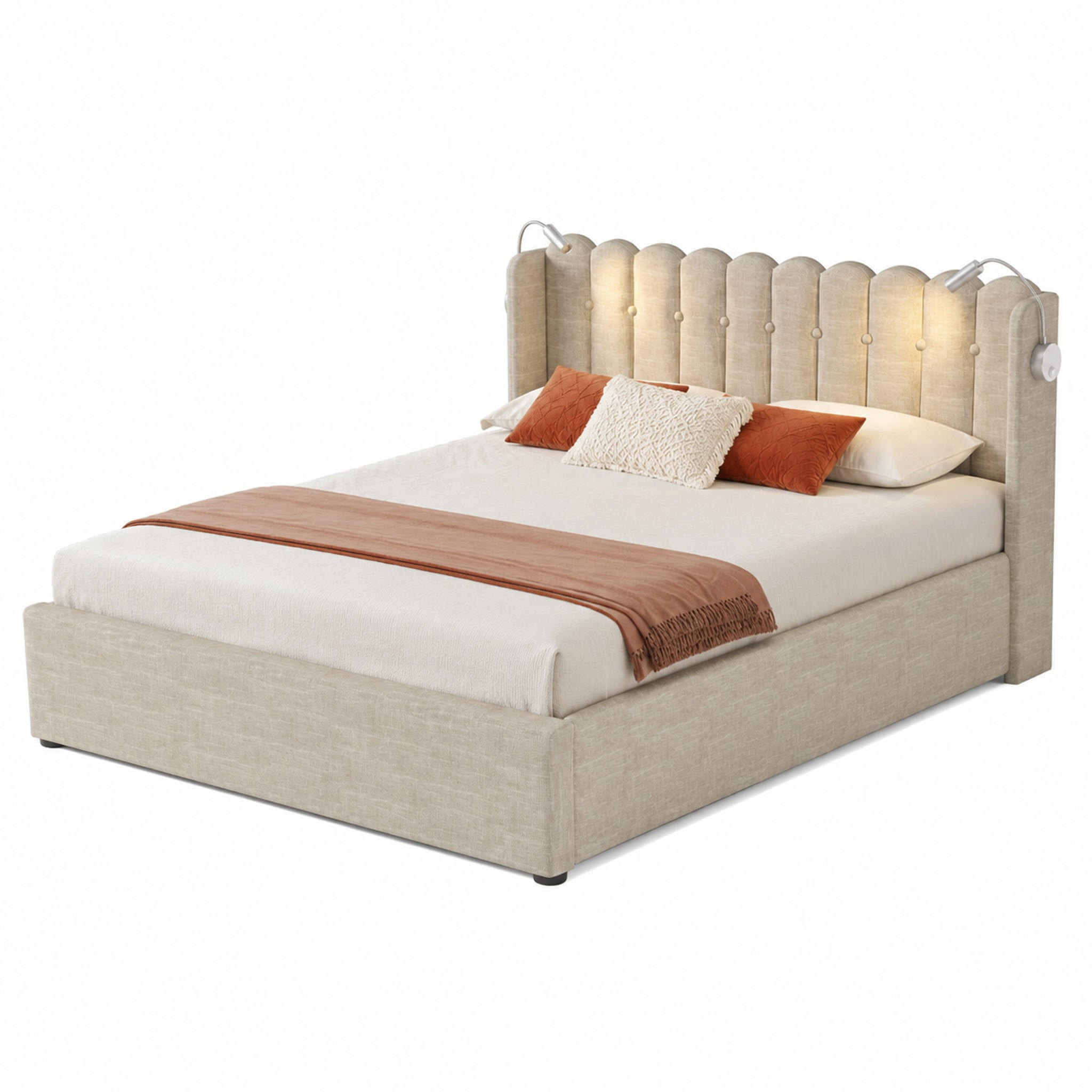 Beauniv Polsterbett Beige 140x200 cm
