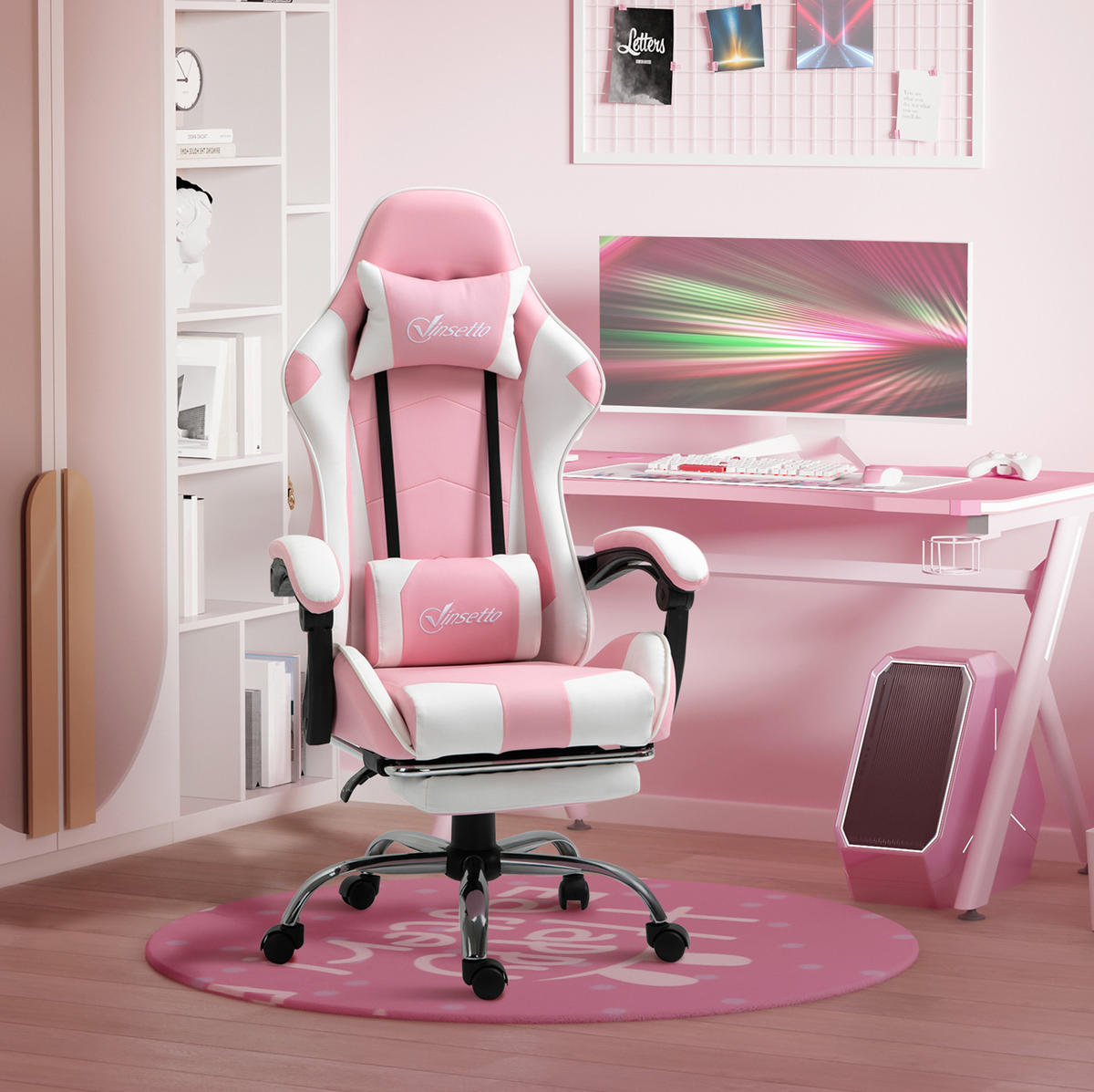 GAMINGSTUHL 64/119-127/67 cm Pink aus Schaumstoff höhenverstellbar - Pink, Kunststoff (67/127/64cm) - OKMYHOME