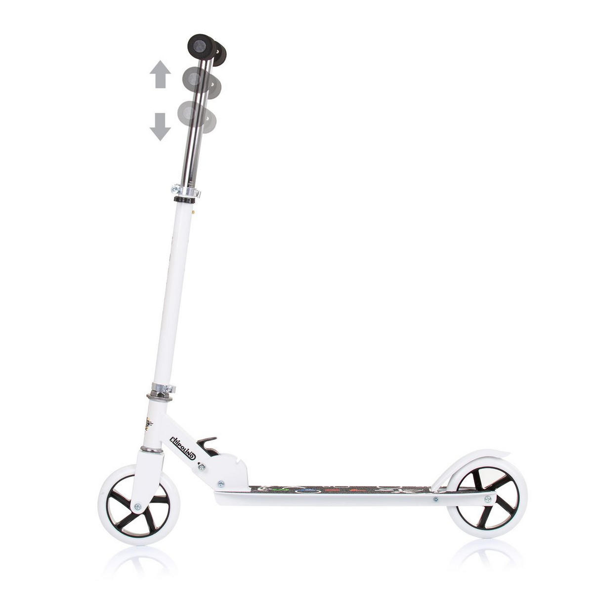 KINDERROLLER Sharky weiß PU Räder ABEC-7 Lager Bremse verstellbar - Weiß, Metall (73/26/80cm) - Chipolino