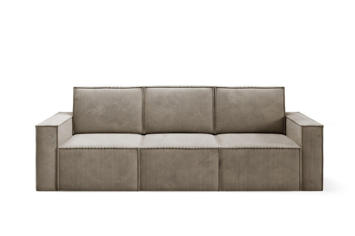 SOFA Orto Hellbraun, Dreisitzer Polstersofa - Hellbraun, Holzwerkstoff/Textil (247/93/82cm) - Bettso