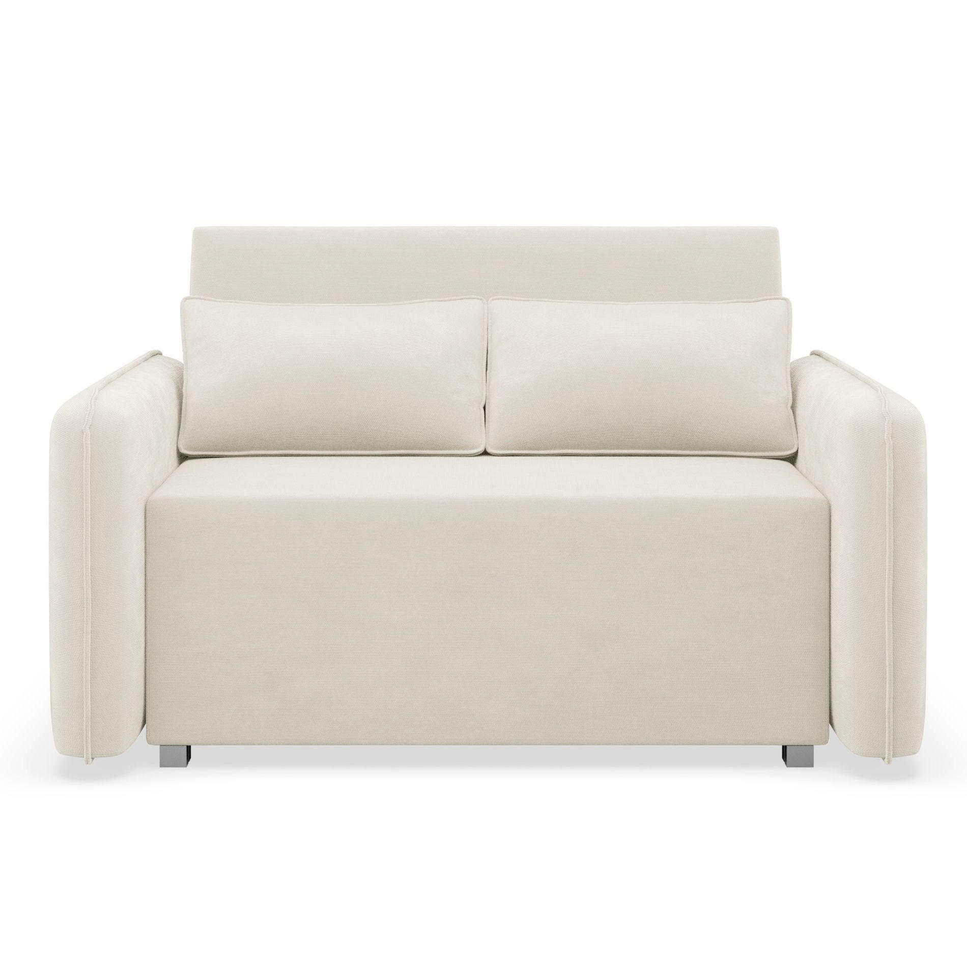2-SITZER SCHLAFSOFA Duelia Creme, hydrophobe Chenille - Creme/Schwarz, Textil/Metall (144/85/124cm) - Selsey
