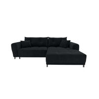 ECKSOFA Massimo Cordstoff Schwarz inkl. Schlaffunktion Rechts - Schwarz, Textil/Metall (246/177cm) - 99rooms