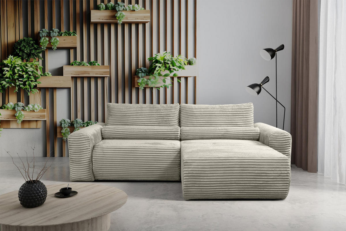 ECKSOFA Leo Greige beidseitig montierbar - Taupe, Kunststoff/Textil (255/85cm) - Selsey