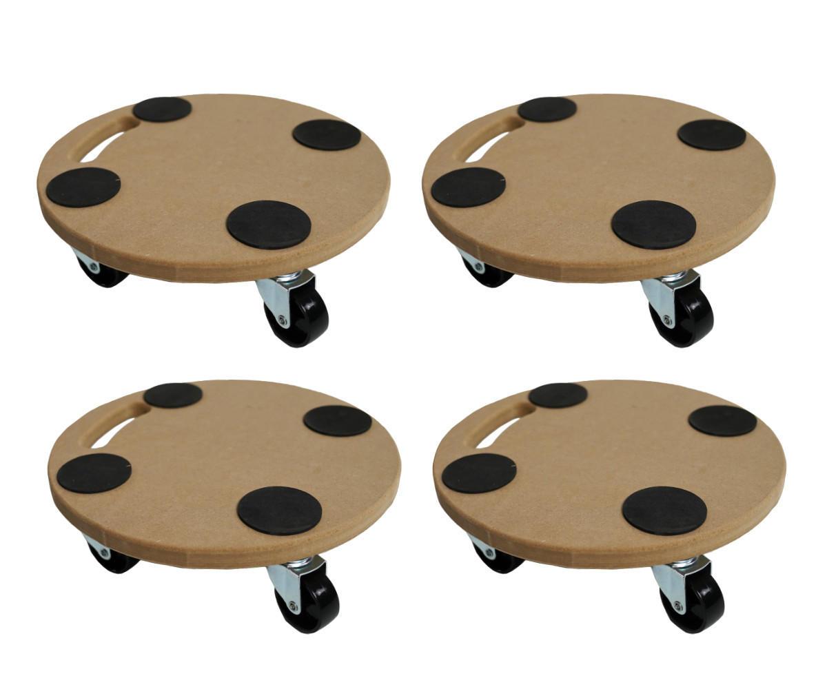 TRANSPORTROLLER 4er-Set mit 4 Rollen Rund 11x30x30 cm Traglast 100kg MDF Holzplatte Braun - Braun, Holzwerkstoff (30/30/11cm) - PROREGAL