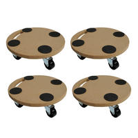 TRANSPORTROLLER 4er-Set mit 4 Rollen Rund 11x30x30 cm Traglast 100kg MDF Holzplatte Braun - Braun, Holzwerkstoff (30/30/11cm) - PROREGAL