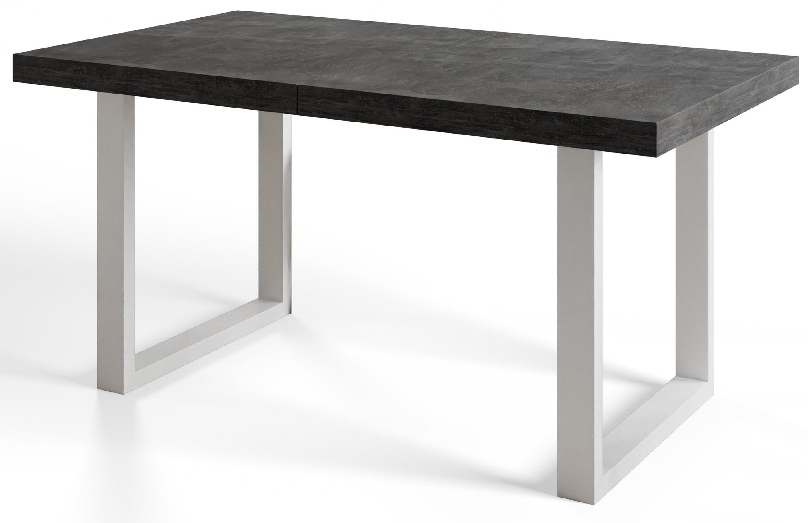 ESSZIMMERTISCH LOFT-U 140X80X77 cm, Farbe: Dunkelgrau, mit Metallbeinen in Farbe Weiß - Dunkelgrau/Weiß, Holzwerkstoff (140/80/77cm) - Alpi-Möbel