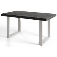 ESSZIMMERTISCH LOFT-U 200X100X77 cm, Farbe: Dunkelgrau, mit Metallbeinen in Farbe Weiß - Dunkelgrau/Weiß, Holzwerkstoff (200/100/77cm) - Alpi-Möbel
