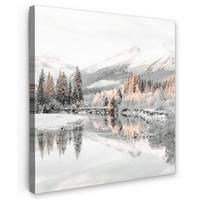 LEINWANDBILD Natur - Winter - Bäume - Berge - Schnee 20x20 cm - Weiß Hochglanz, Textil (20/20cm) - MuchoWow