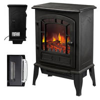 KAMIN Svart elektrisk med värmefläkt 2000 W - Svart, Glas/Plast (39/56.5/24cm) - Relaxdays