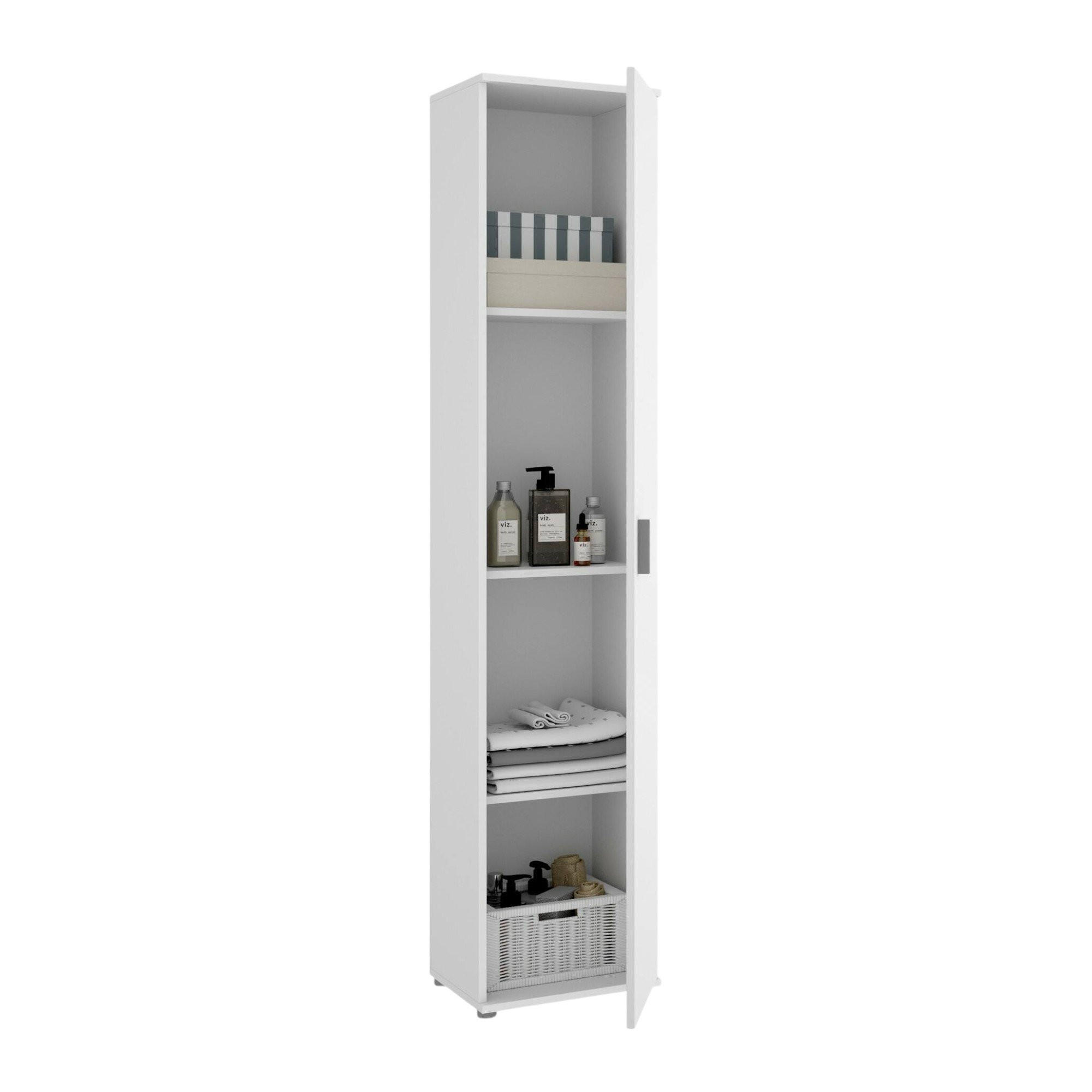 MEHRZWECKSCHRANK Holz-Effekt Weiß 35x39h190 - Weiß, Holzwerkstoff (39/190/35cm) - DMORA