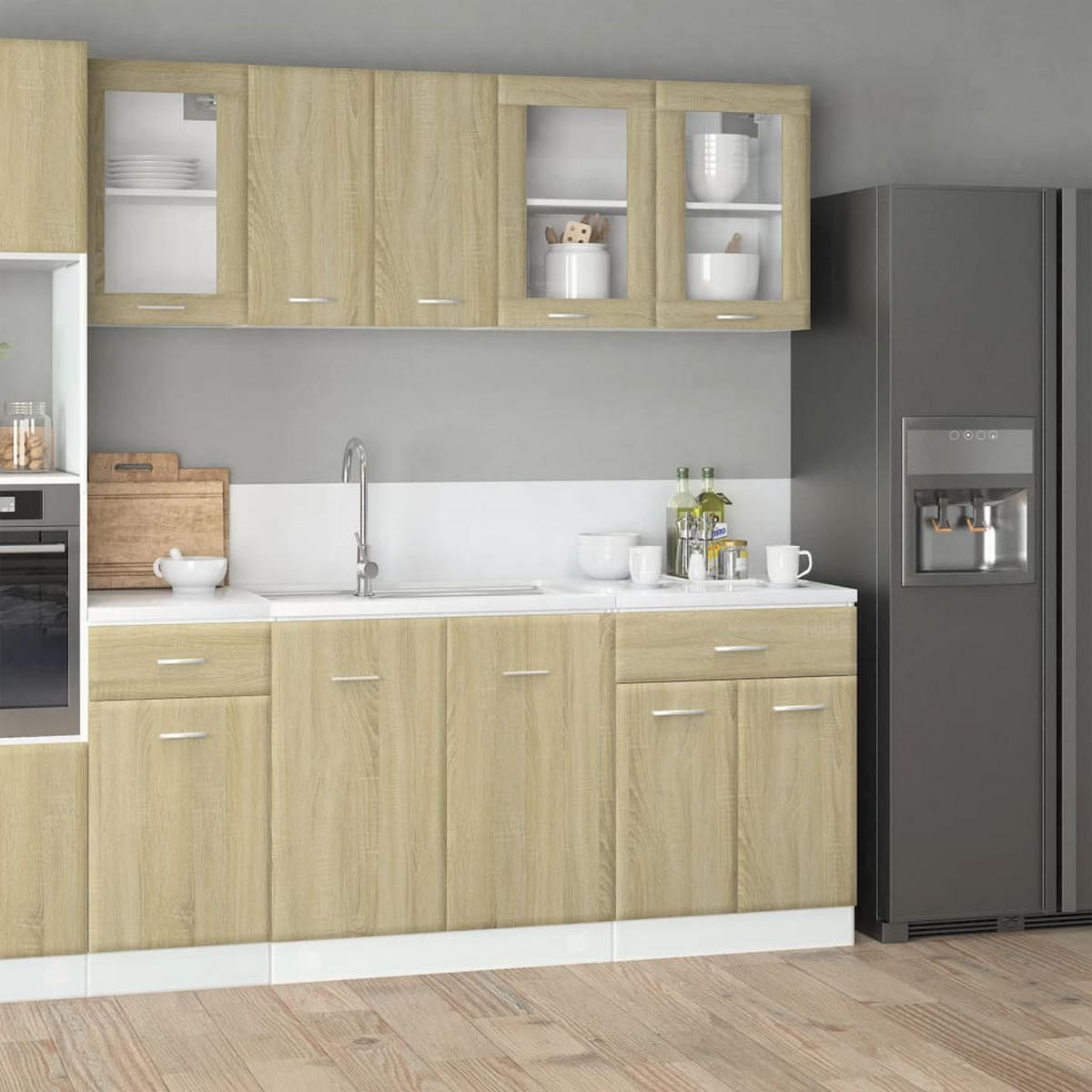 KÜCHENSCHRANK-SET 4Er Set Lyon Sonoma-Eiche Holzwerkstoff - Braun, Holzwerkstoff (80/81.5/46cm) - vidaXL