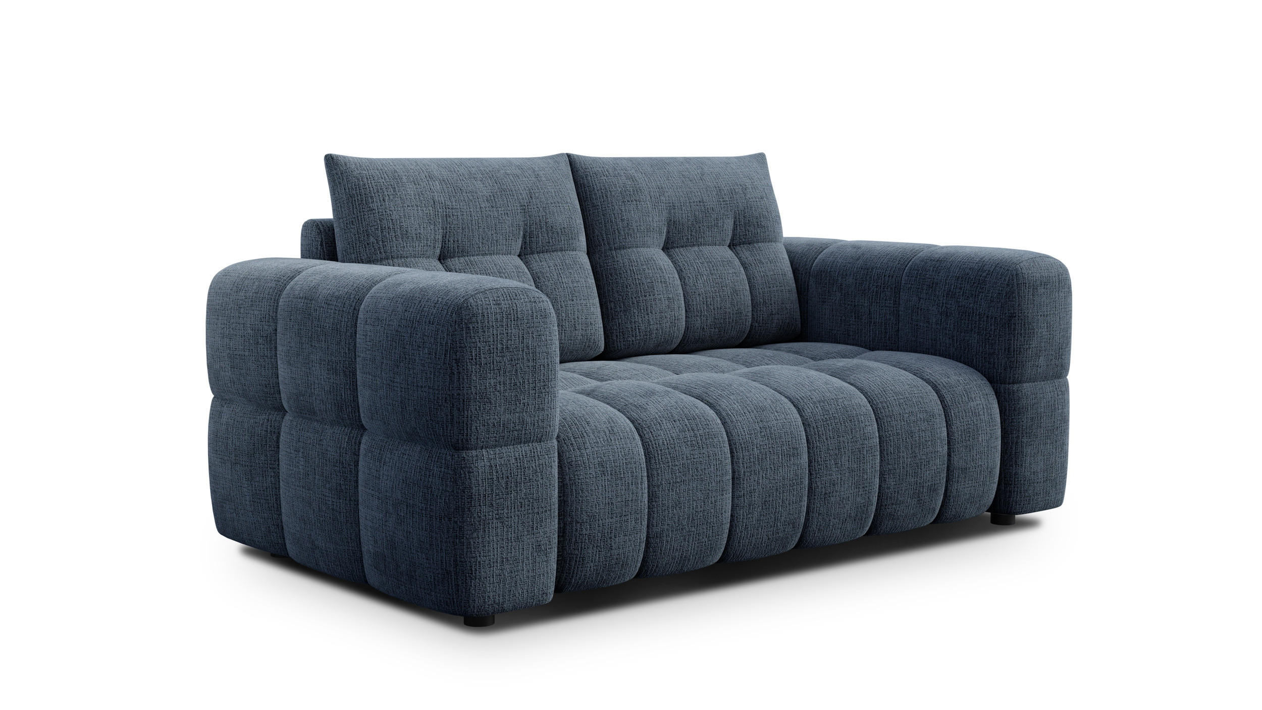 SOFA CLOUDI 2-Sitzer, marineblau - Blau/Schwarz, Holz/Textil (181/89/104cm) - Courtois Laville