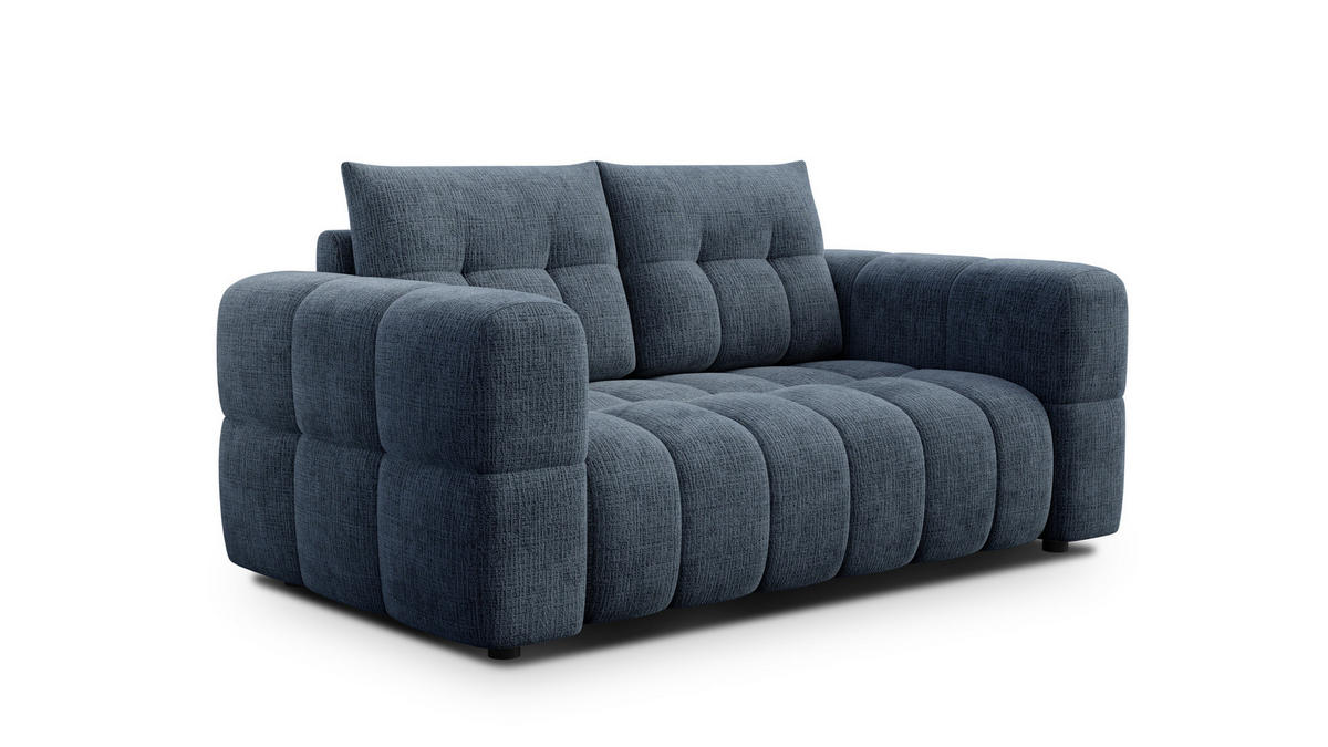 SOFA CLOUDI 2-Sitzer, marineblau - Blau/Schwarz, Holz/Textil (181/89/104cm) - Courtois Laville