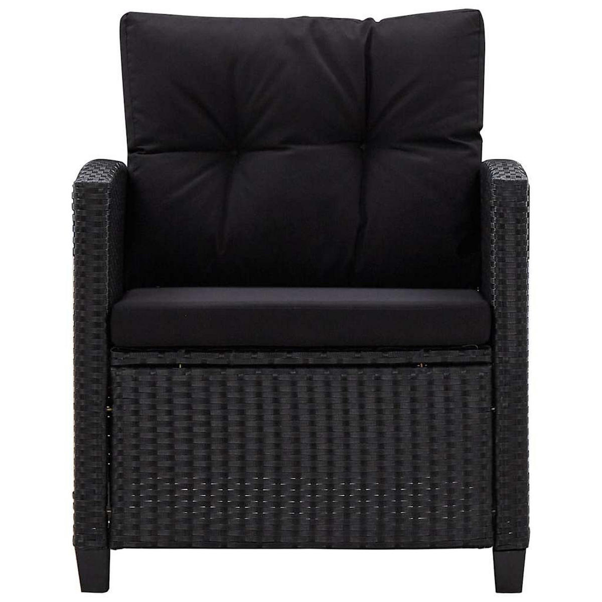 LOUNGEGARNITUR mit Auflagen und 92 cm Couchtisch, aus Poly Rattan und Glas, Schwarz, 6-teiliges Set - Schwarz, Textil/Metall - vidaXL