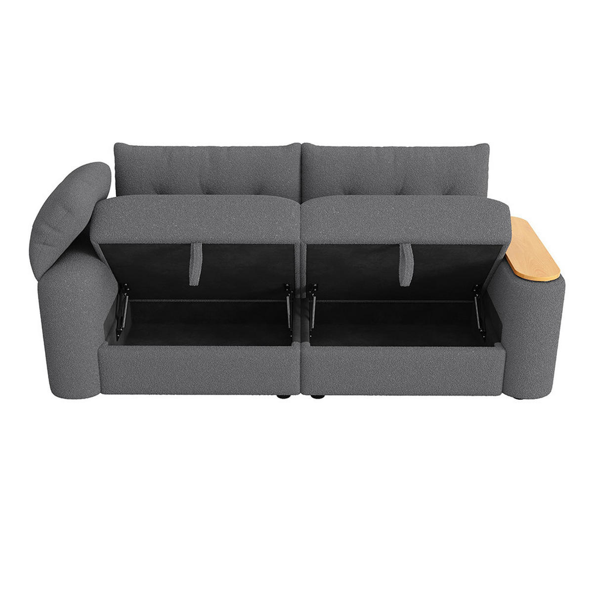 3-SITZER-SOFA mit Stauraum in Grau - Grau, Textil (80/87/207.5cm) - KOMHTOM