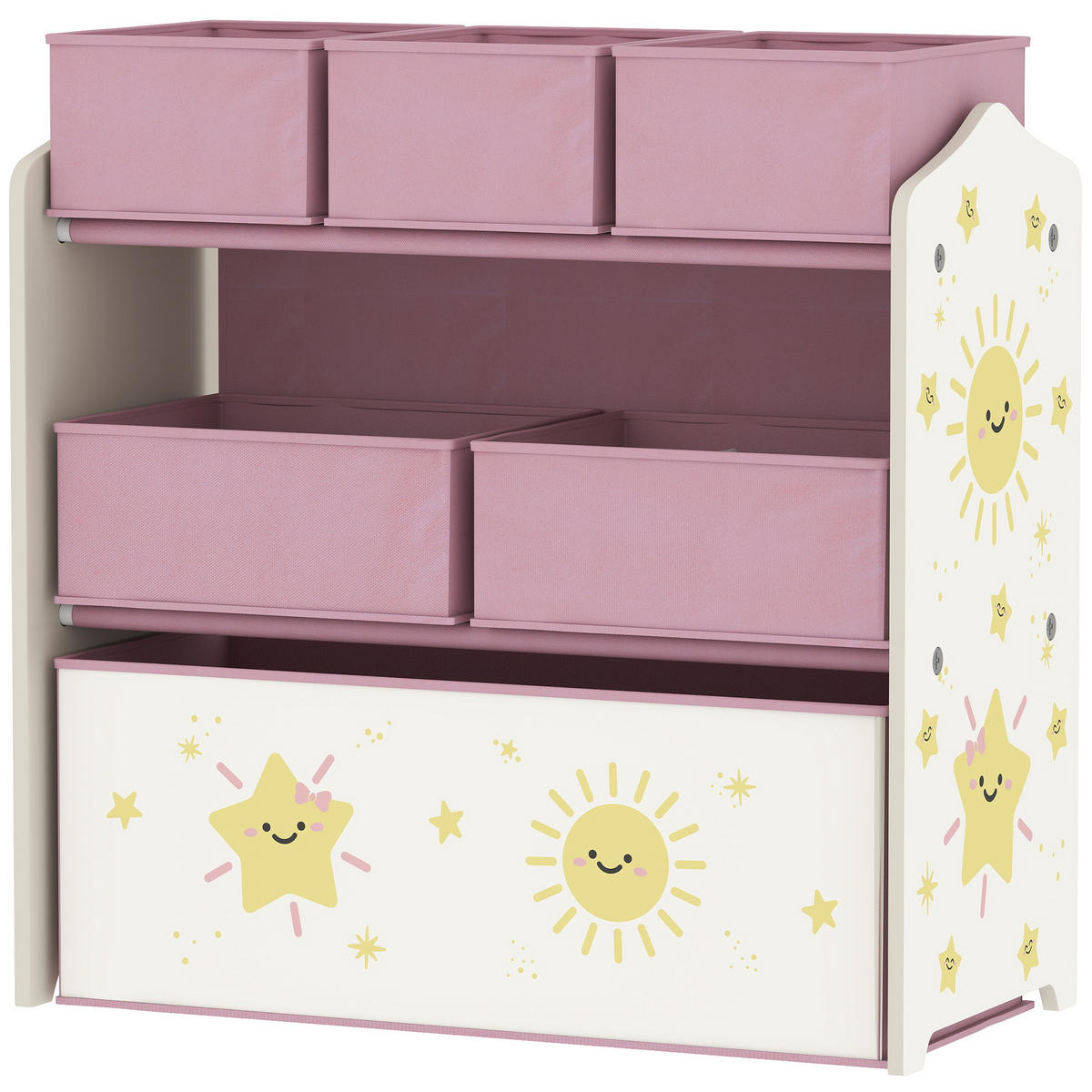 KINDERREGAL DE-17259 3 Ebenen & 6 herausnehmbare Stoffboxen Rosa - Pink, Holzwerkstoff (63/66/30cm) - ComfortXL