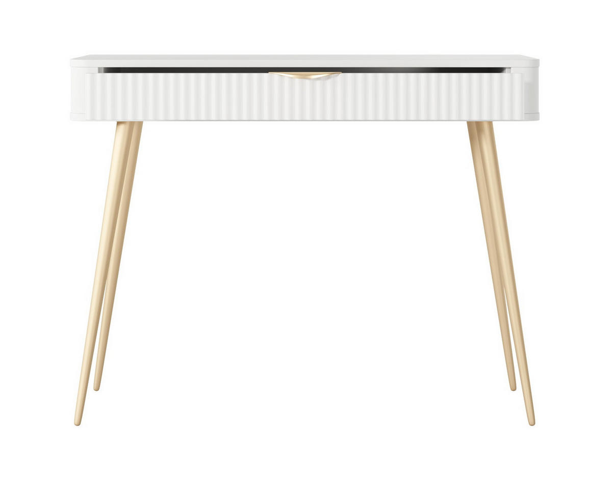 SCHMINKTISCH 100 cm Brando, Schublade, Weiß - Goldfarben/Weiß, Holz/Metall (100/78/38cm) - Emporius