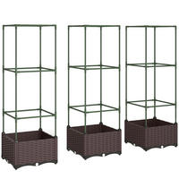 HOCHBEET mit Rankgitter 3er Set Pflanzkasten Blumenkasten mit Abflusslöchern - Grün, Metall (40/125/40cm) - Outsunny