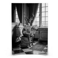 POSTER für Badezimmer WC HIRSCH in der Toilette Schwarz-Weiß Abstraktion 30x40cm - Schwarz/Weiß, Papier (30/40/1cm) - Muralo