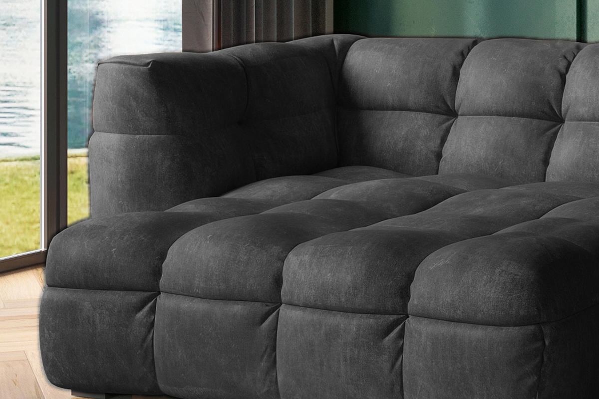 ECKSOFA RIO Anthrazit Velvet - Anthrazit/Schwarz, Textil (319/170cm) - KAWOLA