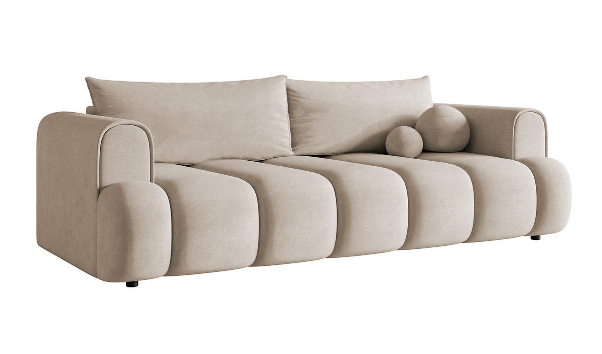 SCHLAFSOFA Dandelino Graubeige Velours - Greige/Schwarz, Kunststoff/Textil (250/90/112cm) - Selsey