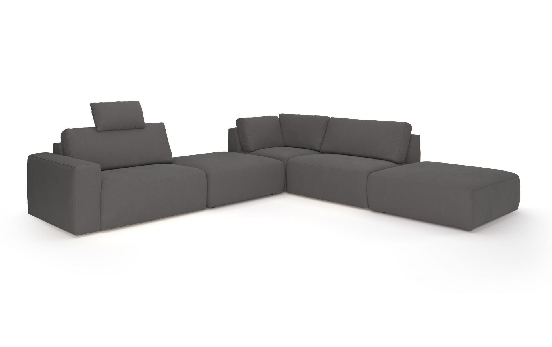 ECKSOFA hochwertige und außergewöhnliche Handwerkskunst - Dunkelgrau/Schwarz, Holz/Kunststoff (373/345cm) - Cotta