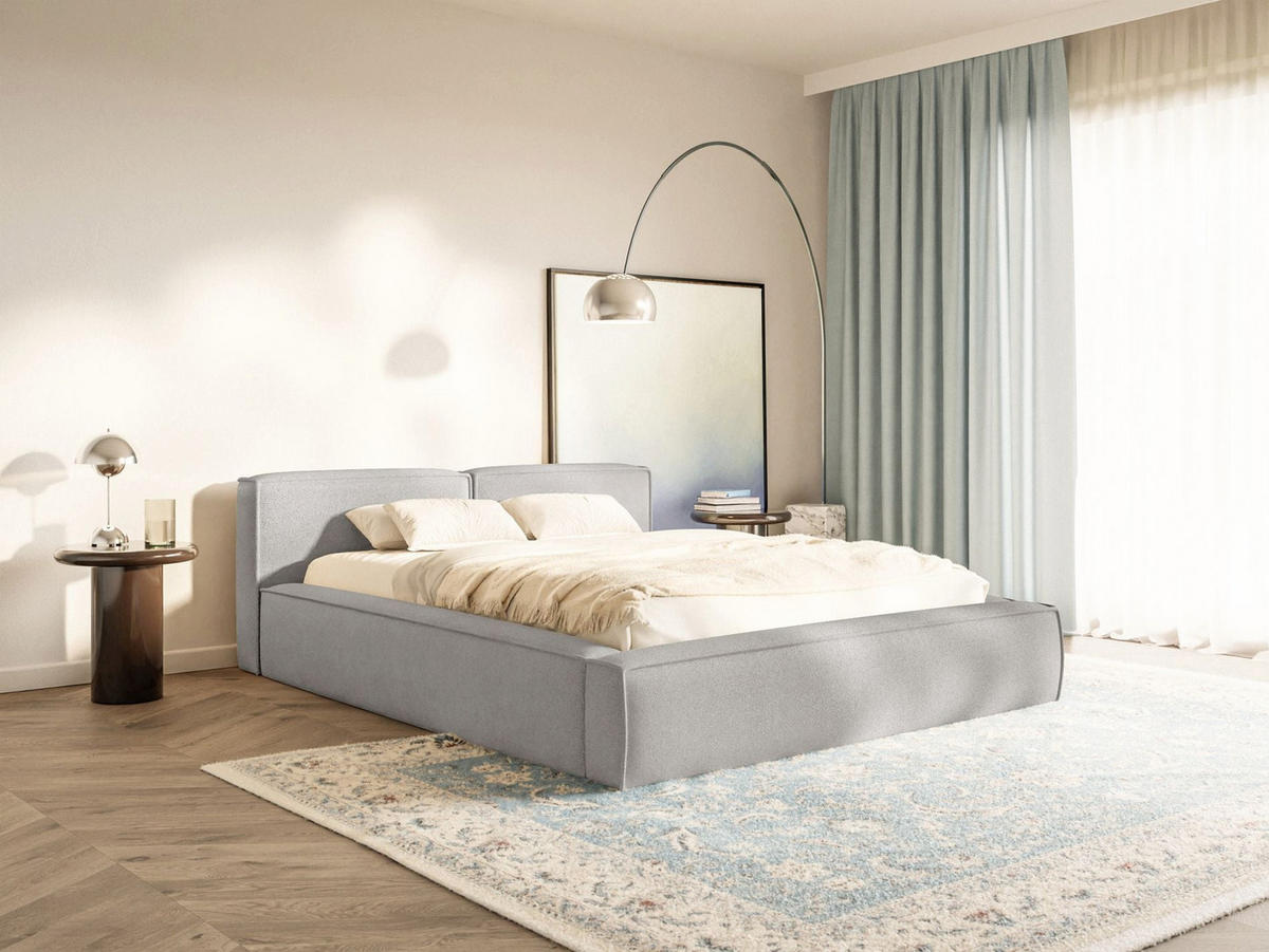 POLSTERBETT Tilves Slim Hellgrau 200x200 cm - Hellgrau/Schwarz, Kunststoff/Textil (200/200cm) - Selsey