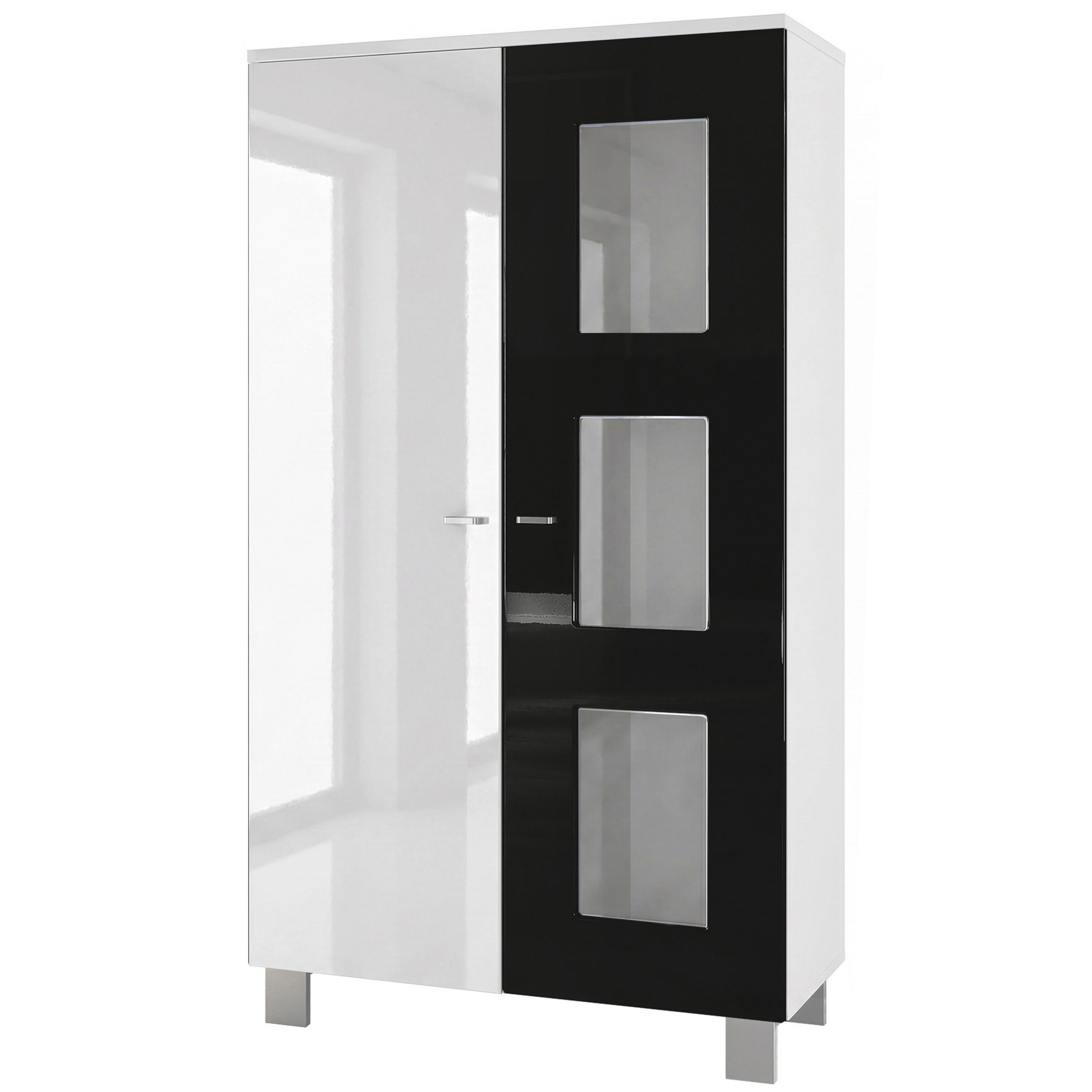 VITRINE Denjo Tür in Schwarz Hochglanz - Schwarz Hochglanz, Holzwerkstoff (71/129/35cm) - Vladon