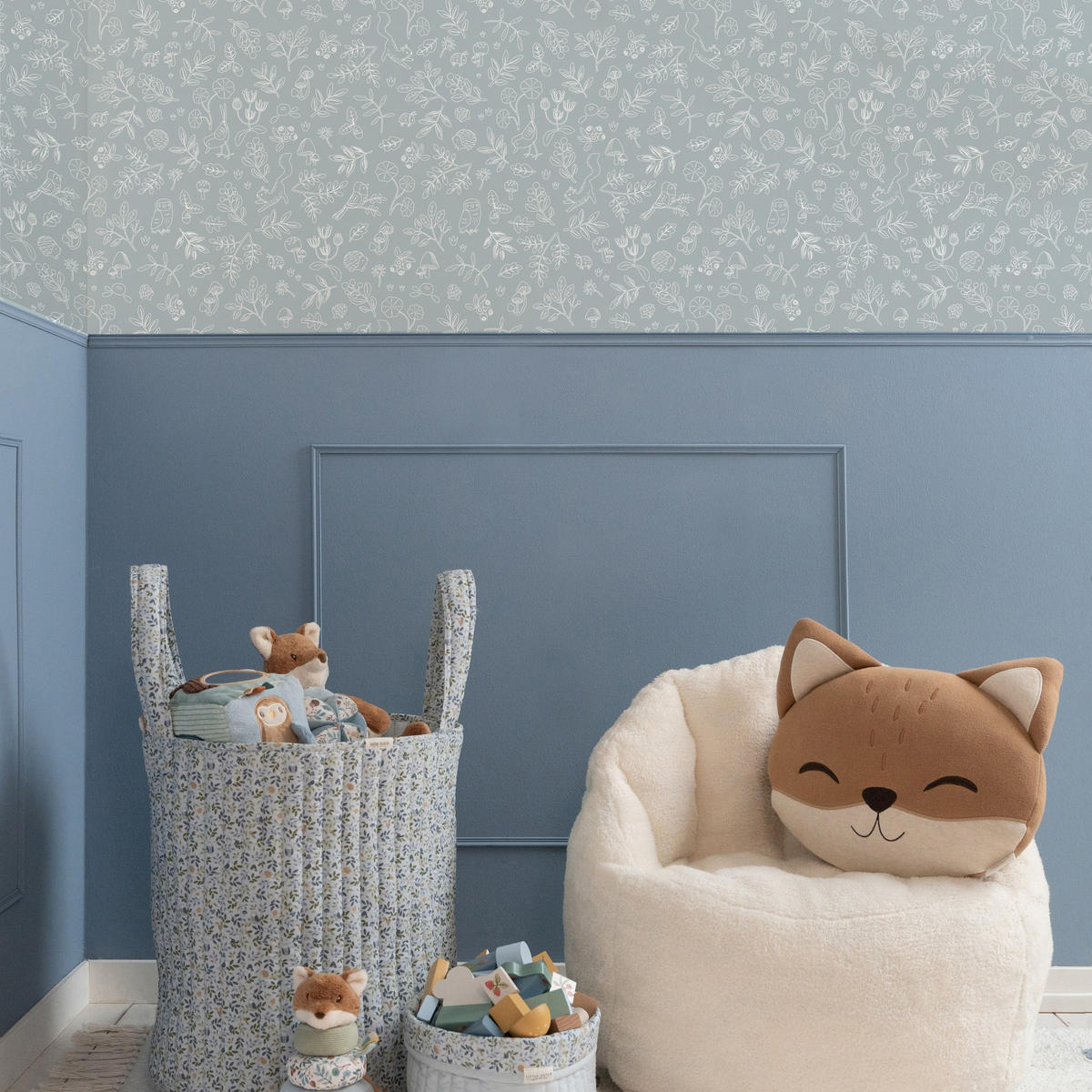 TAPETE Forest Wonders - Blau/Weiß, Papier/Kunststoff (53/1000cm) - Little Dutch