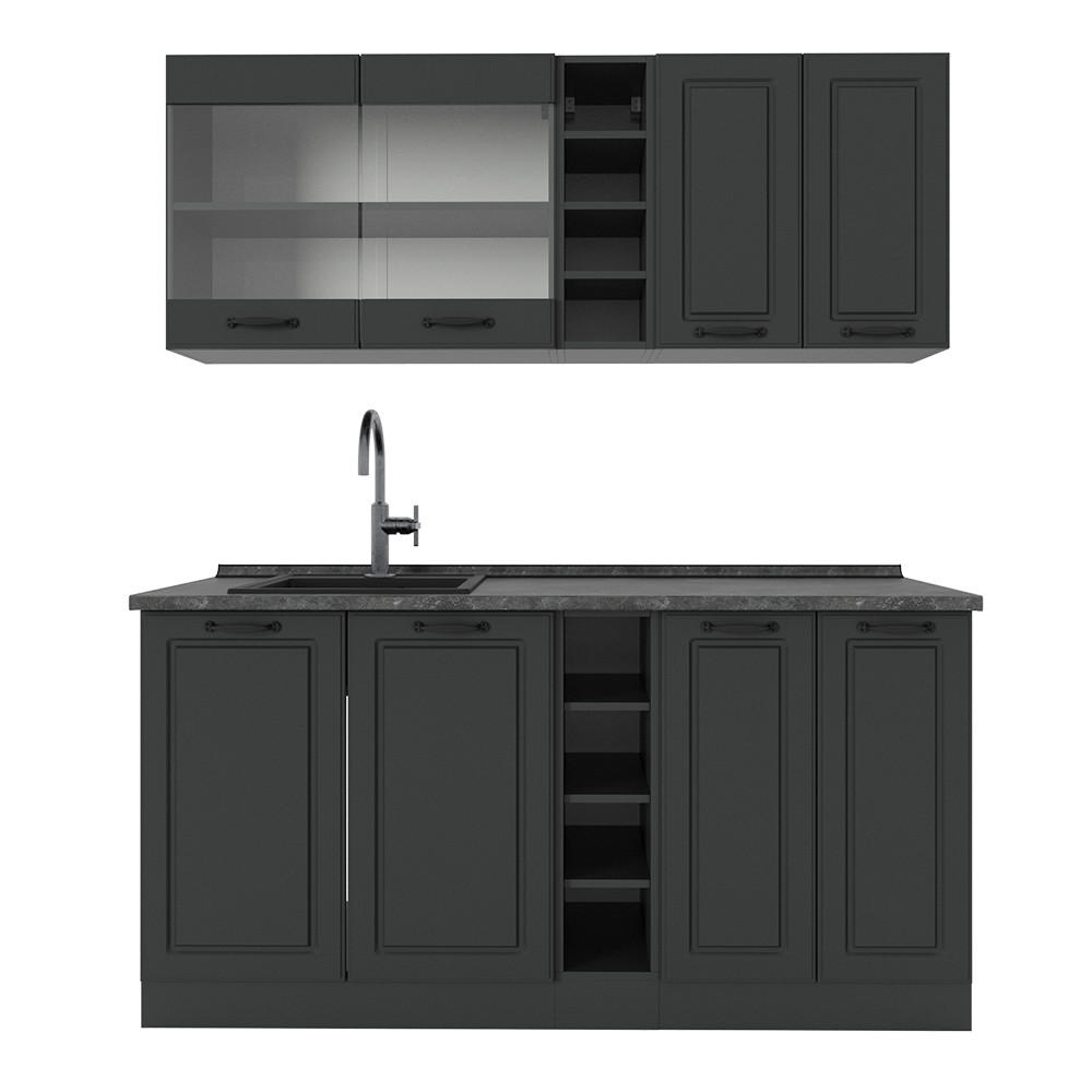 BUCĂTĂRIE SIMPLĂ R-Line Casă de țară antracit/antracit 160 cm , AP Antracit