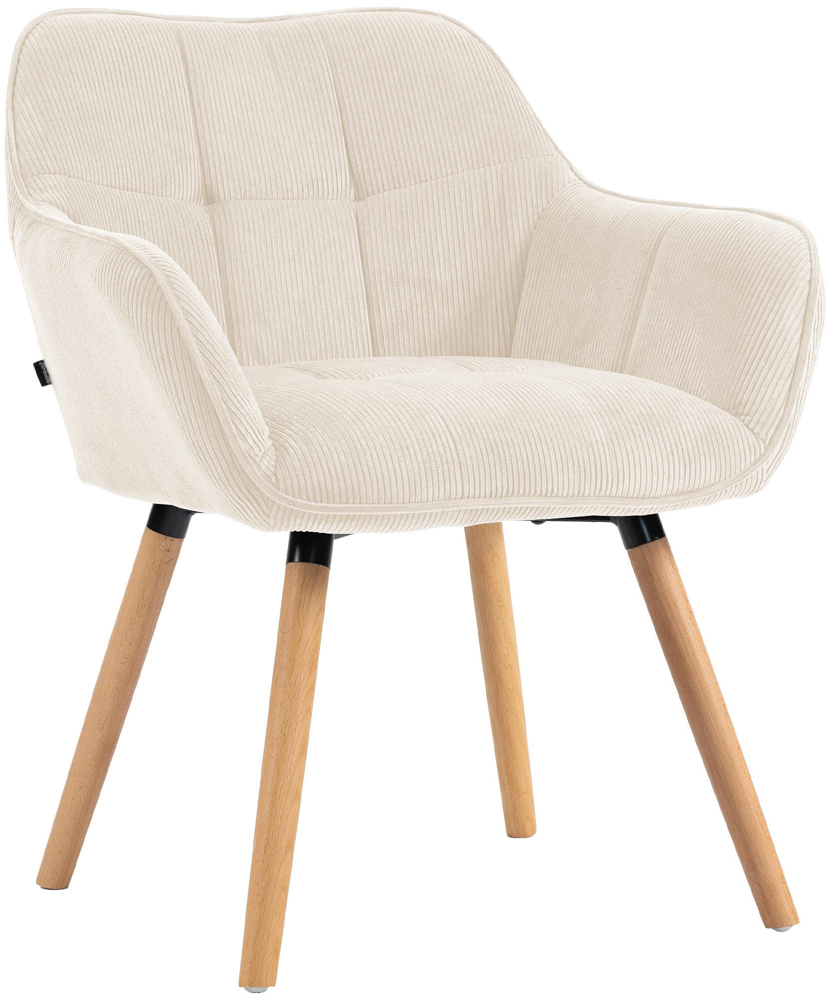 ESSZIMMERSTUHL Cord Creme - Eukalyptusholzfarben/Creme, Holz/Textil (65/82/64cm) - CLP