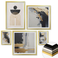 WANDBILDER 5er Set - 50x50 cm & 20x30 cm & 40x60 cm Goldrahmen - Abstrakte Geometrie-Komposition - Goldfarben, Kunststoff (40/60cm) - ArtPrintCave
