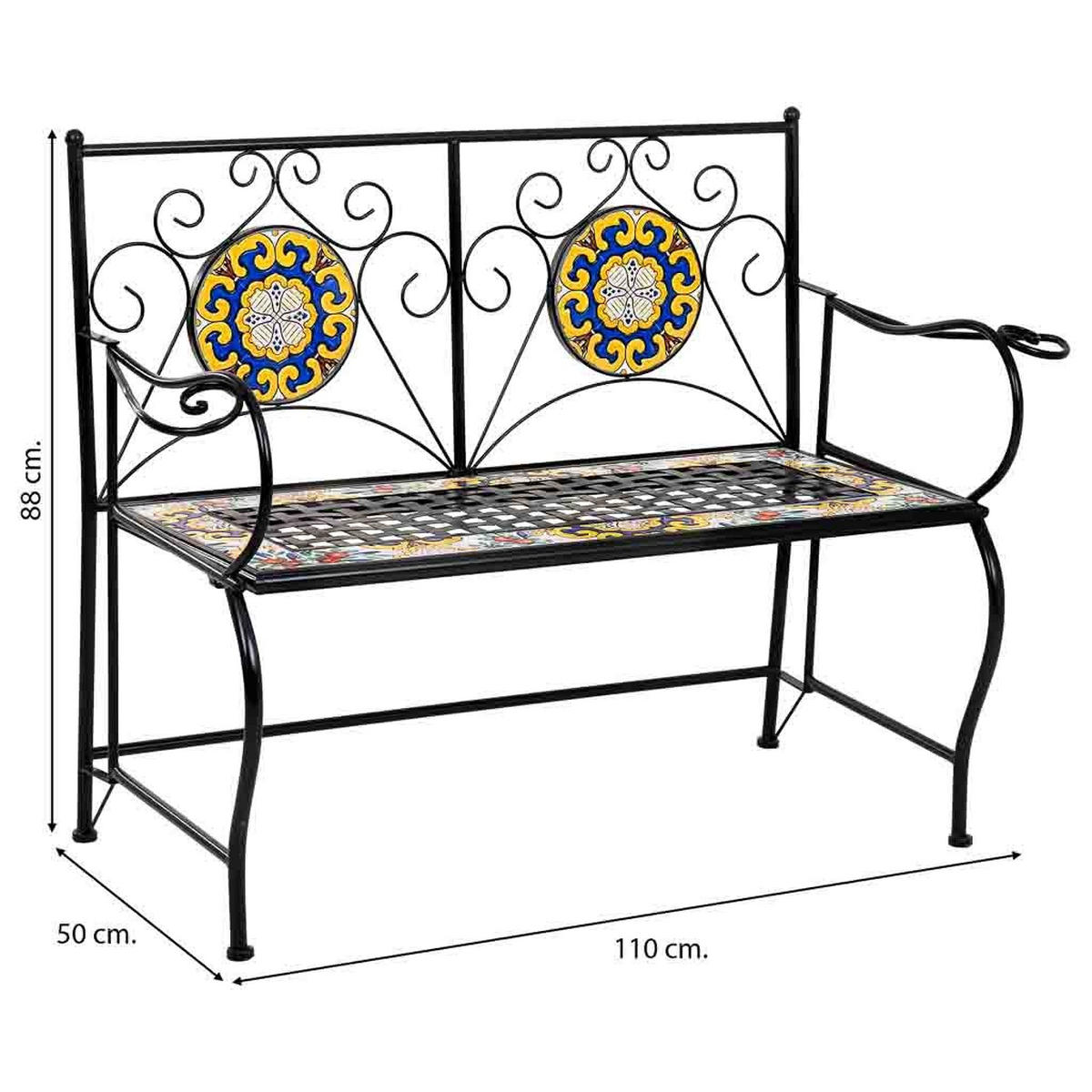 BANK, schwarz, 110x50x88cm - Schwarz, Metall (110/88/50cm) - Wanderlust