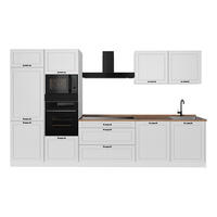 KÜCHENZEILE R-Line, Weiß Landhaus/Weiß, 340 cm Arbeitsplatte Goldkraft Eiche - Weiß, Holzwerkstoff (340/206.8/60cm) - Vicco