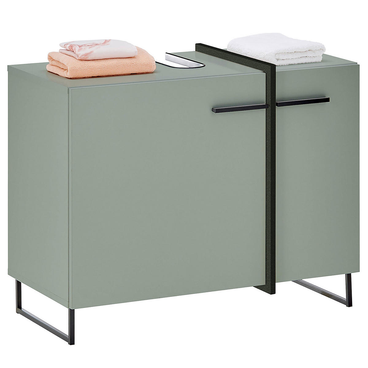 WASCHBECKENUNTERSCHRANK - Mintgrün/Grau, Holzwerkstoff (80/64/41cm) - home24