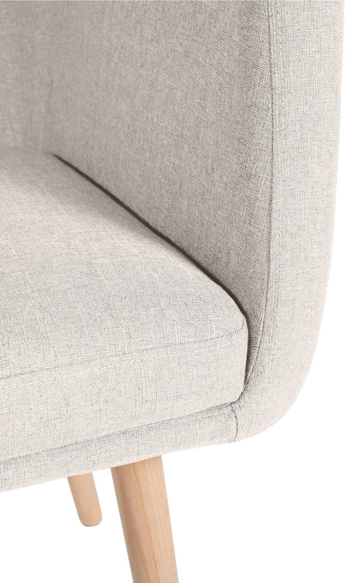 ARMLEHNENSTUHL Stoff creme - Eukalyptusholzfarben/Creme, Holz/Textil (61/88/57.5cm) - CLP