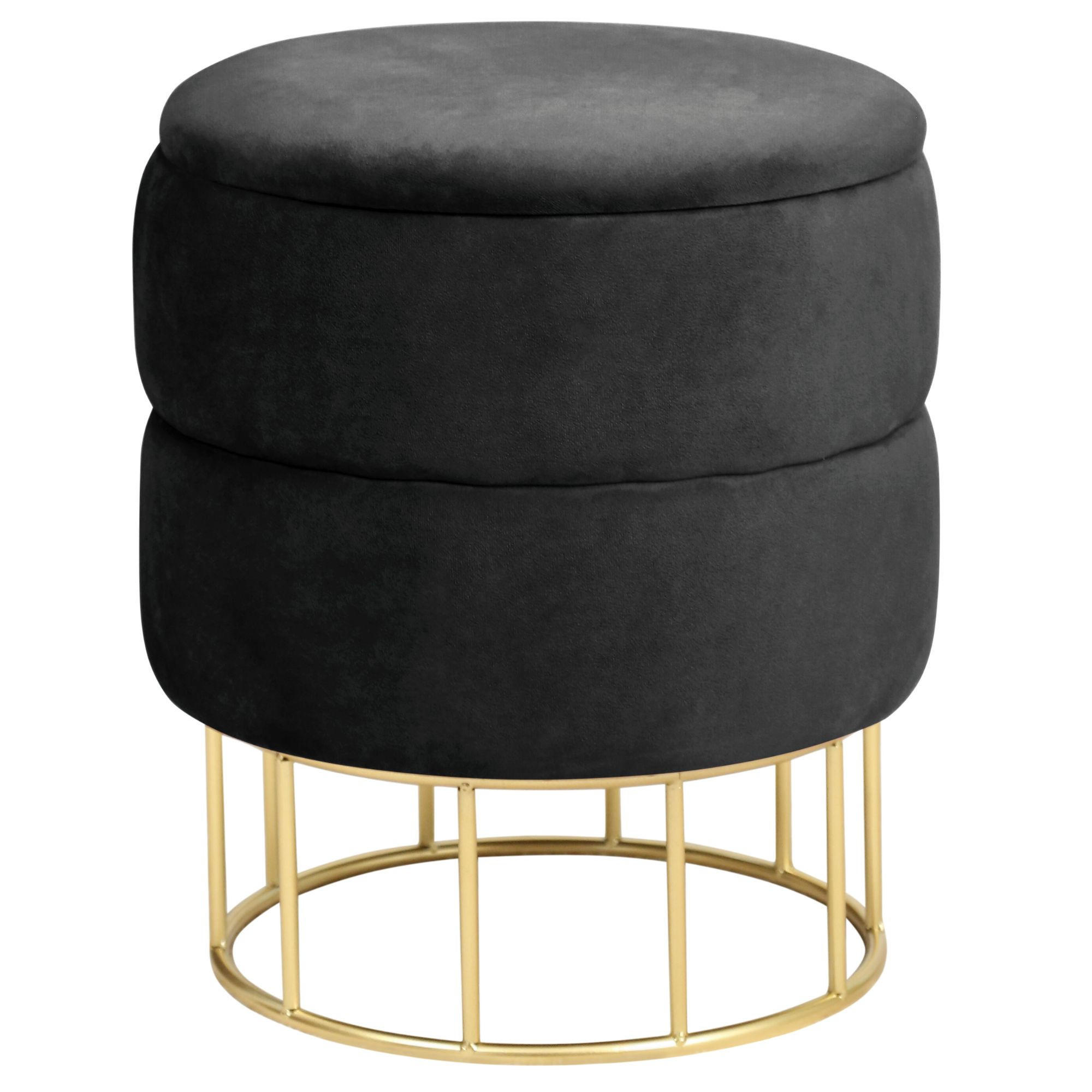 POUF Schwarz 37x37x42 cm - Goldfarben/Schwarz, Textil/Metall (37/42/37cm) - Akord