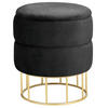 POUF Schwarz 37x37x42 cm - Goldfarben/Schwarz, Textil/Metall (37/42/37cm) - Akord