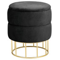 POUF Schwarz 37x37x42 cm - Goldfarben/Schwarz, Textil/Metall (37/42/37cm) - Akord