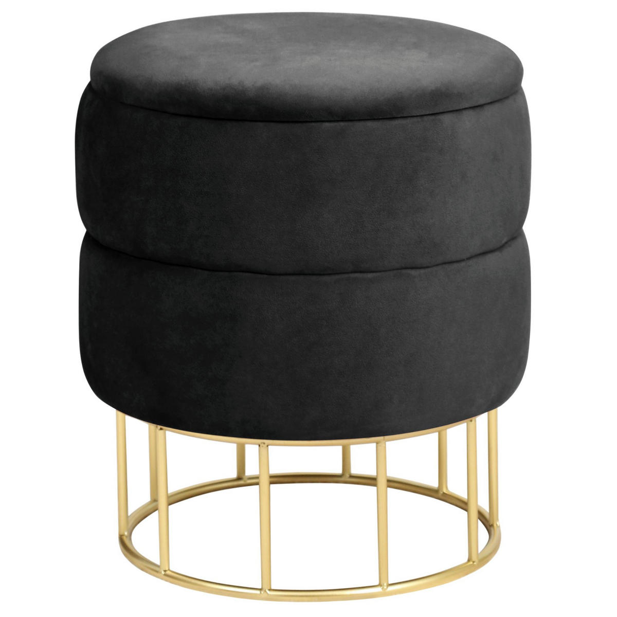 POUF Schwarz 37x37x42 cm - Goldfarben/Schwarz, Textil/Metall (37/42/37cm) - Akord